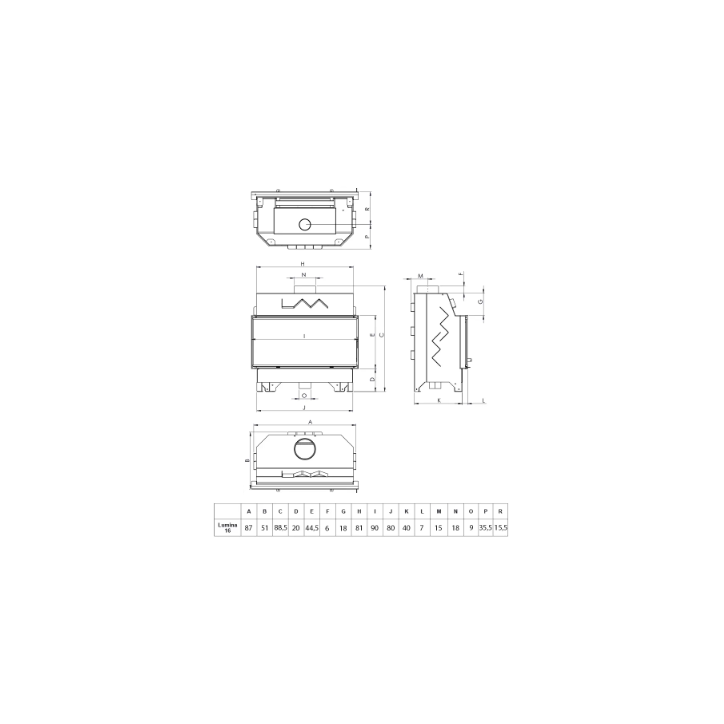 Insert de cheminée à bois LAVA LUMINA 16 kW – Vitre panoramique – Compatible VMC double flux