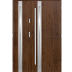 Porte d'entrée double GALILÉE 120x200 cm noyer