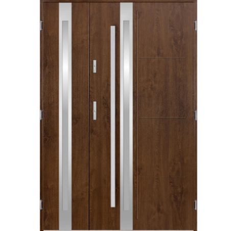 Porte d'entrée double GALILÉE 120x200 cm noyer
