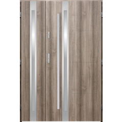 Porte d'entrée double GALILÉE 130x200 cm chêne blanchi