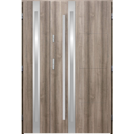Porte d'entrée double GALILÉE 130x200 cm chêne blanchi