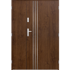 Porte d'entrée double GAMO 130x200 cm noyer