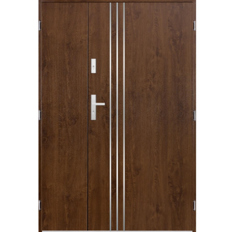 Porte d'entrée double GAMO 130x200 cm noyer
