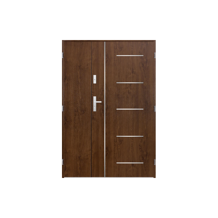 Porte d'entrée double CORTAZ 130x200 cm noyer