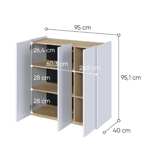 Buffet blanc brillant Facile - 95 cm