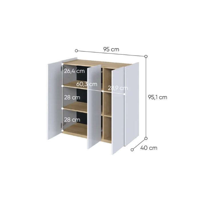 Buffet blanc brillant Facile - 95 cm