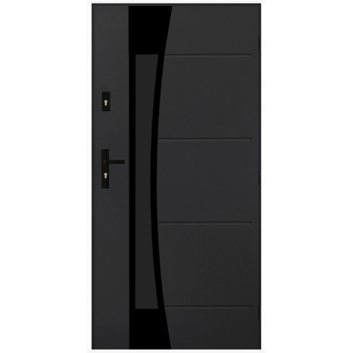 Porte d'entrée SATURNE 02 100 cm 72 mm en acier inoxydable en 3 couleurs