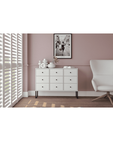 Buffet LINEA 3 tiroirs, 1 porte - blanc