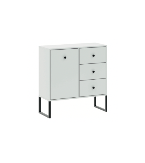 Buffet LINEA 3 tiroirs, 1 porte - blanc