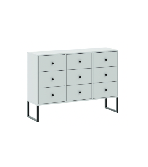 Commode LINEA 9 tiroirs - blanc