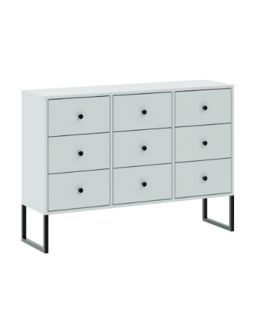 Commode LINEA 9 tiroirs - blanc