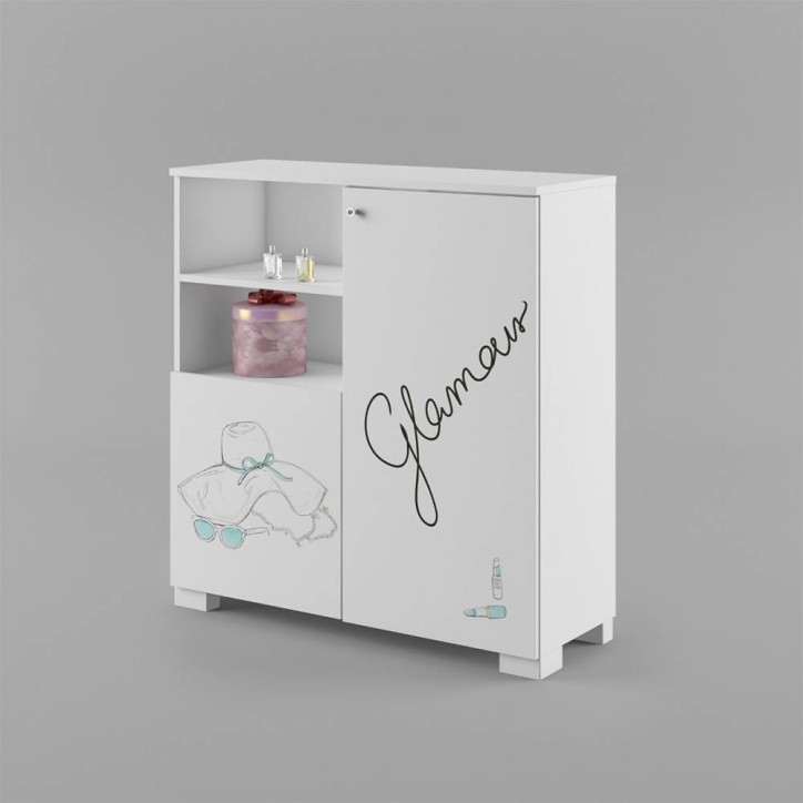 Libreria FASHION MINT, 100cm bianco