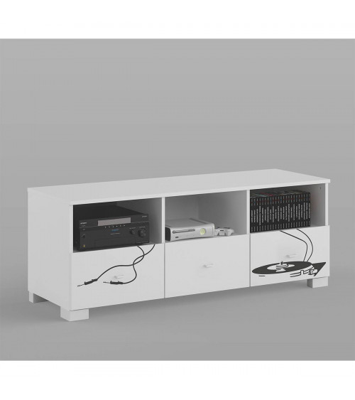 Meuble TV MUSIC , 150 cm blanc