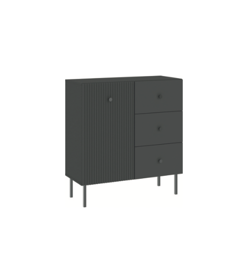 Buffet VIENA ANTHRACITE - 1 porte, 3 tiroirs