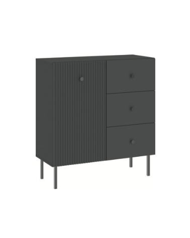 Buffet VIENA ANTHRACITE - 1 porte, 3 tiroirs