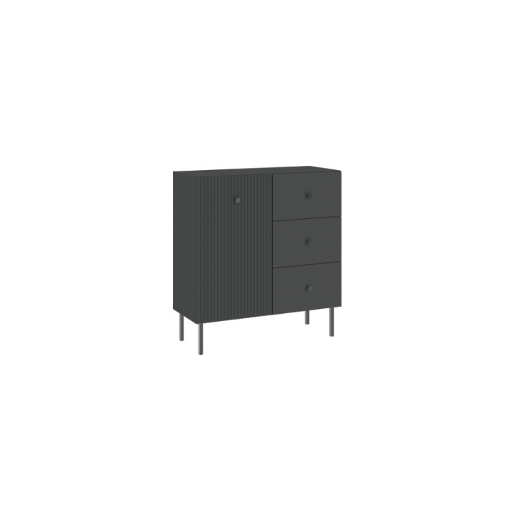 Buffet VIENA ANTHRACITE - 1 porte, 3 tiroirs