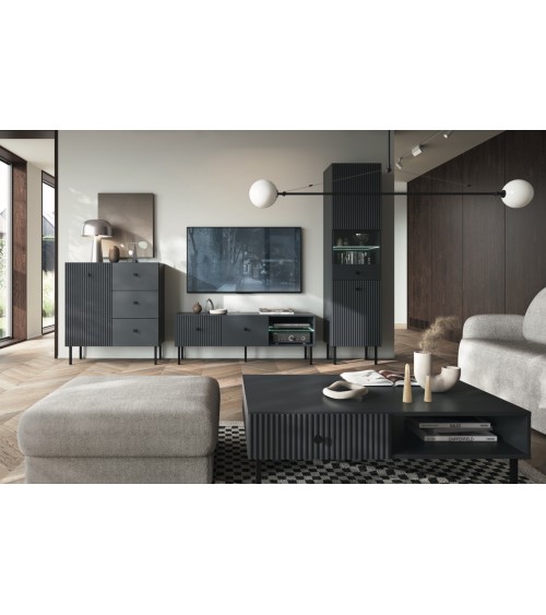 Buffet VIENA ANTHRACITE - 2 portes, 3 tiroirs