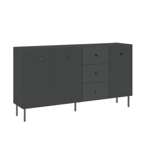 Buffet VIENA Anthracite - 3 tiroirs et 3 portes