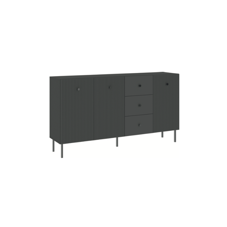 Buffet VIENA Anthracite - 3 tiroirs et 3 portes