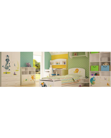 Bibliothèque HAPPY ANIMALS, 135 cm blanc
