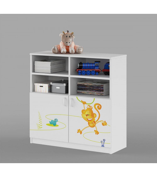 Bibliothèque HAPPY ANIMALS, 90cm blanc