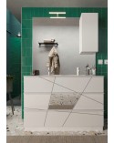 Ensemble salle de bain, meuble+miroir+double vasque VITTORIA blanc brillant, 122 x 86 x 47 cm