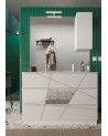 Ensemble salle de bain, meuble+miroir+double vasque VITTORIA blanc brillant, 122 x 86 x 47 cm