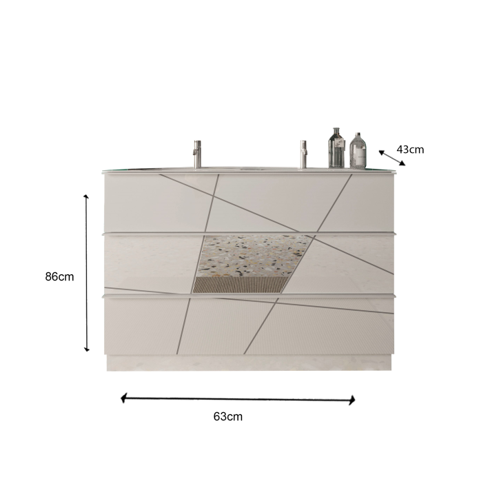 Ensemble salle de bain, meuble+miroir+double vasque VITTORIA blanc brillant, 122 x 86 x 47 cm