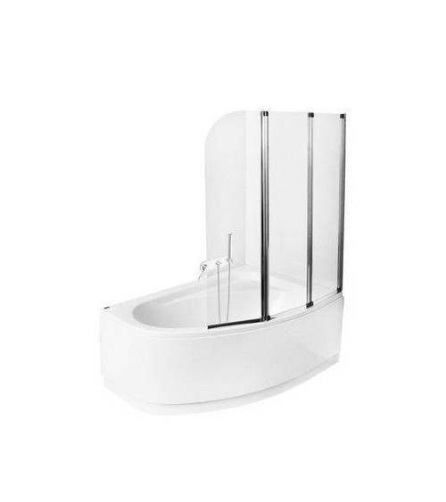 Vasca da bagno asimmetrica MARY 160/170 cm, con parete 3 ante reversivile