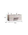 Ensemble salle de bain, meuble suspendu+colonne+miroir+double vasque VITTORIA blanc brillant, 122 x 53 x 47 cm