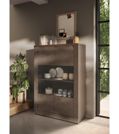 Vitrine 2 portes vitrées Ischia Mercure  - 114x160x43cm
