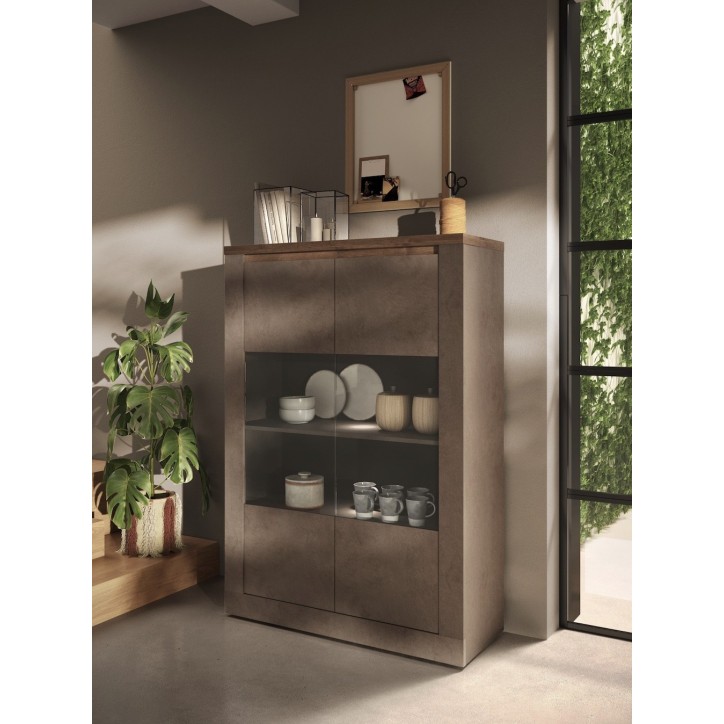 Vitrine 2 portes vitrées Ischia Mercure  - 114x160x43cm