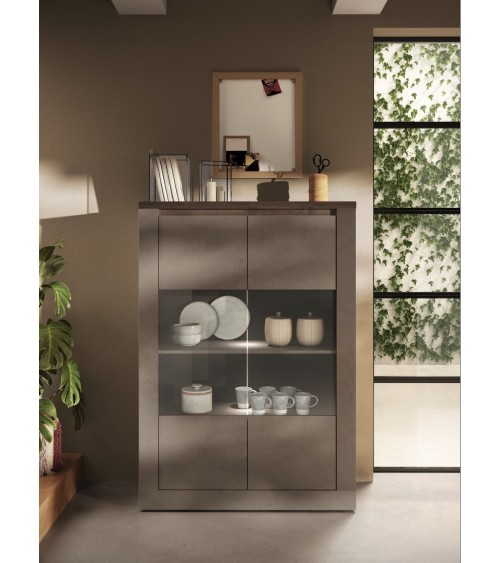 Vitrine 2 portes vitrées Ischia Mercure  - 114x160x43cm