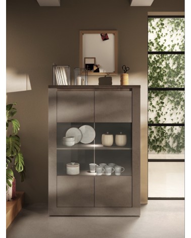 Vitrine 2 portes vitrées Ischia Mercure  - 114x160x43cm