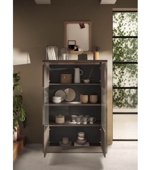 Vitrine 2 portes vitrées Ischia Mercure  - 114x160x43cm