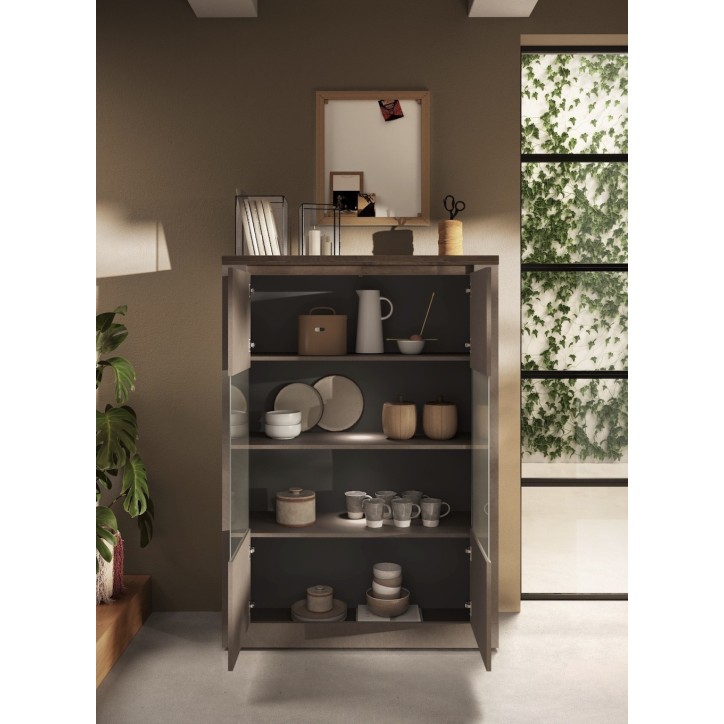 Vitrine 2 portes vitrées Ischia Mercure  - 114x160x43cm