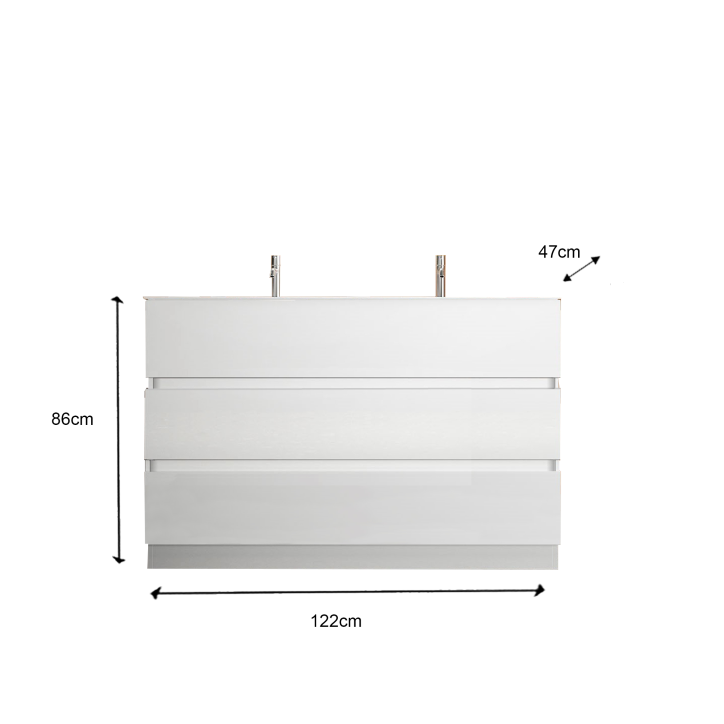 Ensemble salle de bain START blanc brillant, 122 x 86 x 47 cm