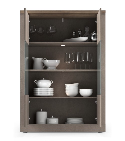 Vitrine 2 portes vitrées Ischia Mercure  - 114x160x43cm