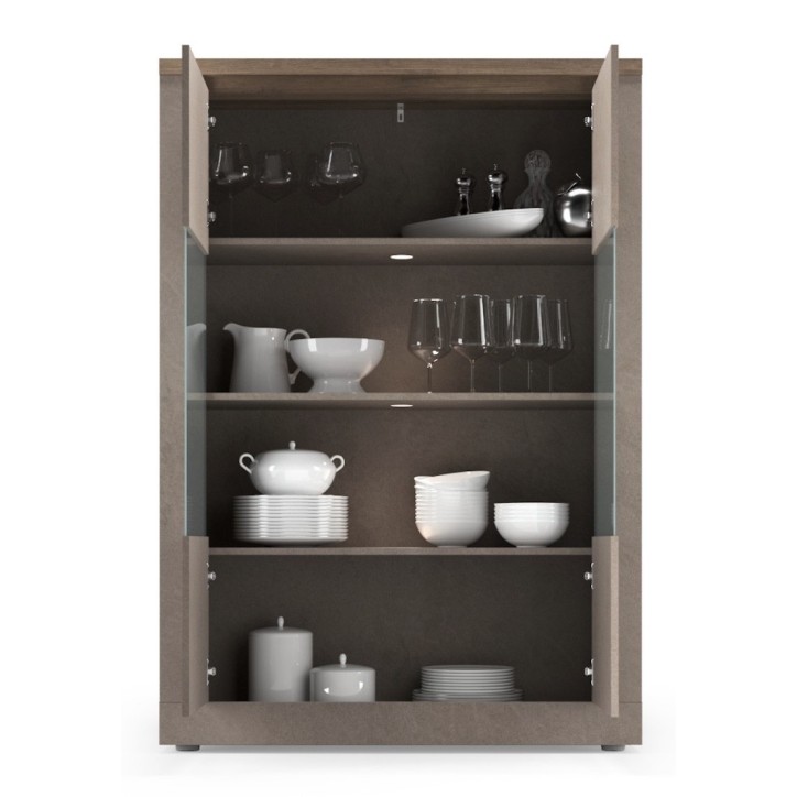 Vitrine 2 portes vitrées Ischia Mercure  - 114x160x43cm