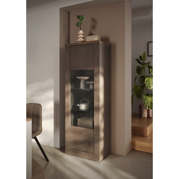 Vitrine 1 porte vitrée Ischia Mercure - 67x192x43cm