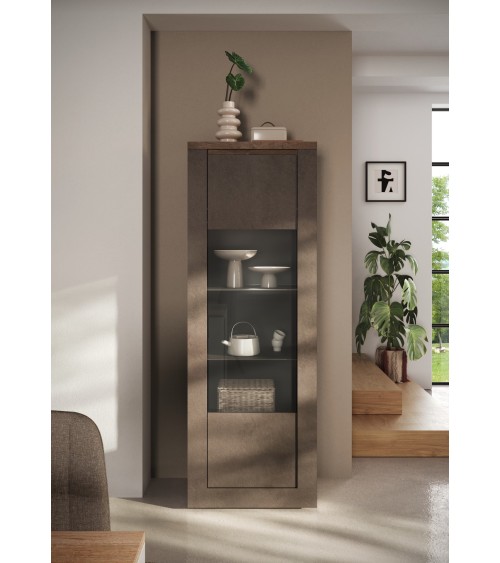 Vitrine 1 porte vitrée Ischia Mercure - 67x192x43cm