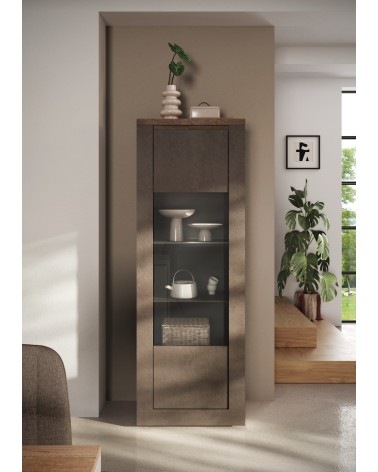 Vitrine 1 porte vitrée Ischia Mercure - 67x192x43cm