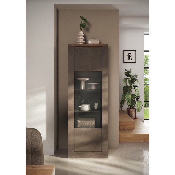 Vitrine 1 porte vitrée Ischia Mercure - 67x192x43cm
