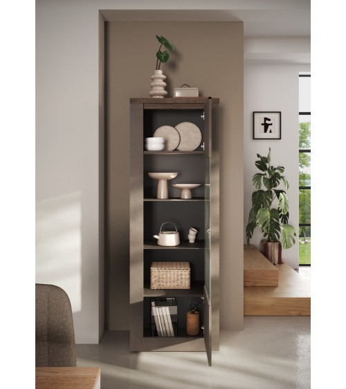 Vitrine 1 porte vitrée Ischia Mercure - 67x192x43cm