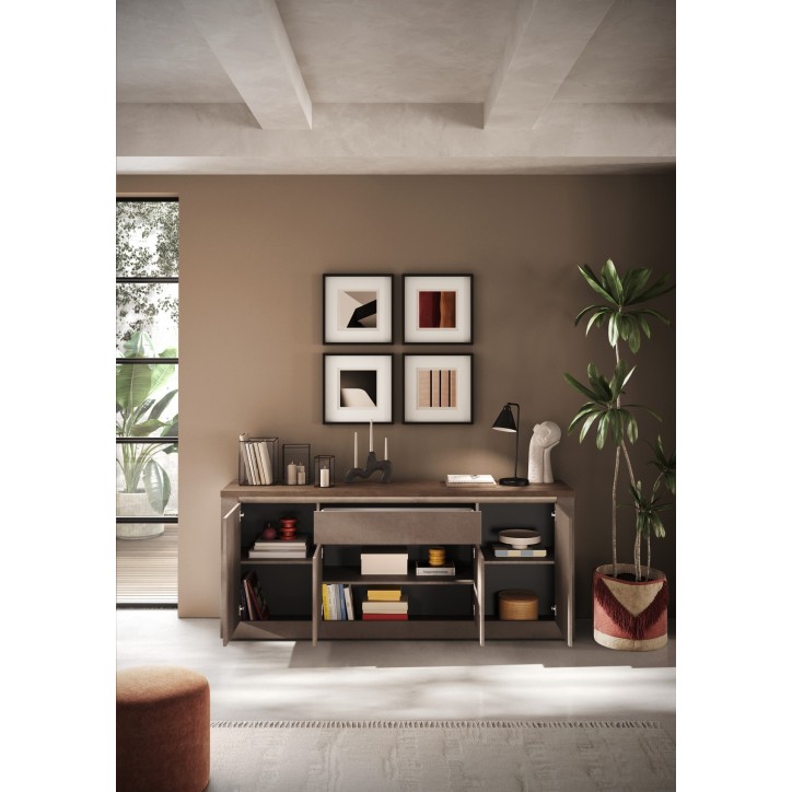 Buffet 4 portes, 1 tiroir Ischia Mercure - 207x88x43cm