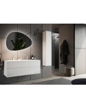 Ensemble salle de bain, meuble suspendu+colonne+double vasque START blanc brillant, 122 x 53 x 47 cm