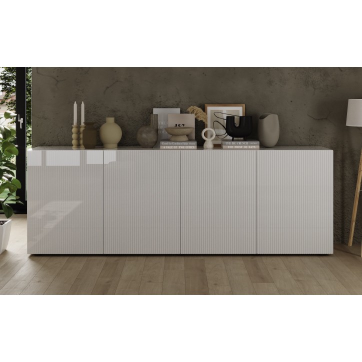 Buffet Rio blanc - 4 portes - 241 x 42 x 84 cm