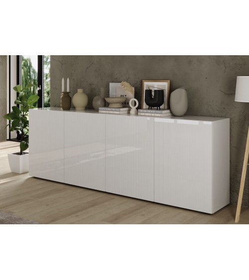 Buffet Rio blanc - 4 portes - 241 x 42 x 84 cm