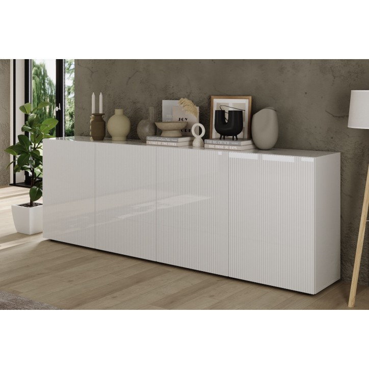 Buffet Rio blanc - 4 portes - 241 x 42 x 84 cm