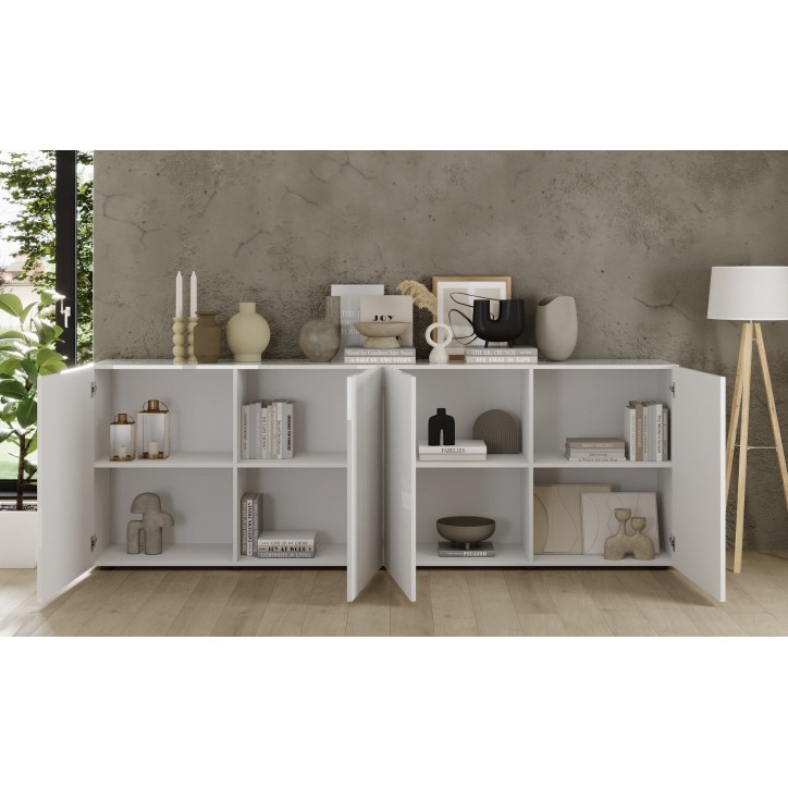 Buffet Rio blanc - 4 portes - 241 x 42 x 84 cm
